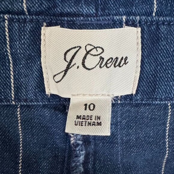 J. Crew Indigo Stripe Paper Bag Loose Fit Straight Leg Trouser Pants Size 10 - Picture 10 of 16